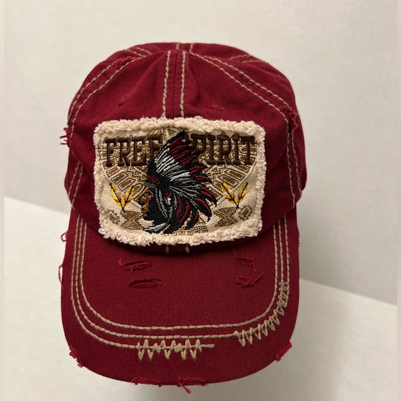 Free Spirit Other - Free Spirit burgundy Native American Head Hat OS